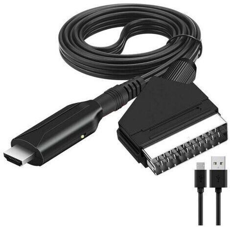Convertisseur Péritel vers HDMI – Résolutions 720P/1080P – Compatible DVD, Blu-ray, décodeurs – Câble USB inclus - TV 720 P