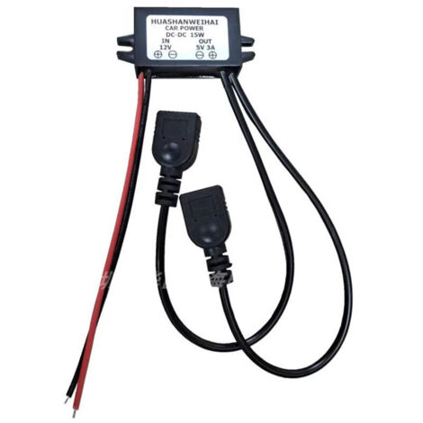 Convertisseur USB 12 V vers 5 V DC Buck Module 12 V 36 V 48 V Convertit en 5 V Double USB Femelle 10-55 V vers 5 V 3 A 15 W Adaptateur DC vers DC Régulateur de puissance de voiture