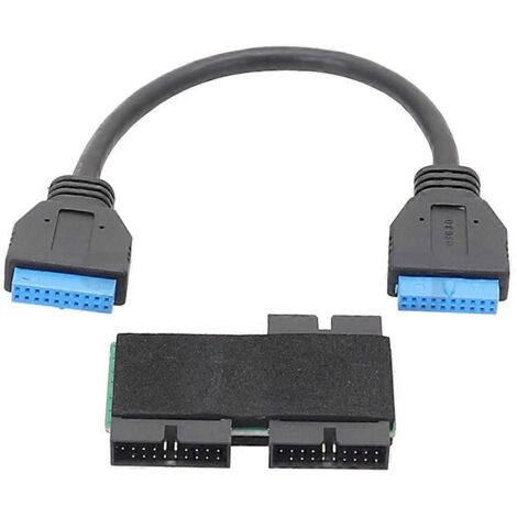 Convertisseur USB 19 broches femelle vers 2 ports 19 broches mâle avec puce et câble modulaire