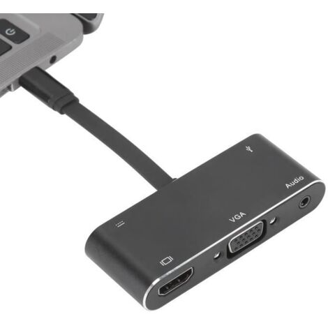 Convertisseur USB C Type C vers HDMI VGA Câble Audio Adaptateur en alliage d\'aluminium Fournitures électroniques