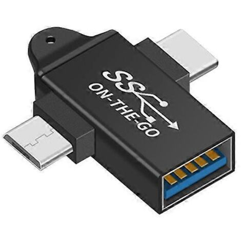 Convertisseur USB C vers USB 3.0 OTG, adaptateur micro-OTG USB 2 en 1 Type C
