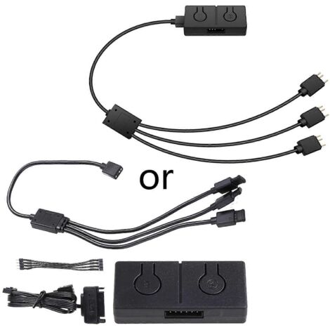 Convertisseur Ventilateur RGB 5V vers 12V, Hub Adaptateur 4 Broches avec Contrôle Manuel Interface SATA
