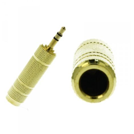 Convertitore Adattatore Audio Stereo da 3,5mm Maschio a 6,35mm Femmina Colore Oro