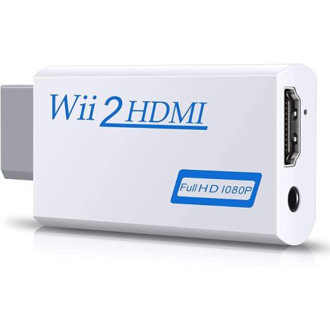 Convertitore da Wii a HDMI, adattatore video Full HD 1080p con uscita audio da 3,5 mm e HDMI, supporta tutte le modalità di visualizzazione Wii - 1 pz (bianco)