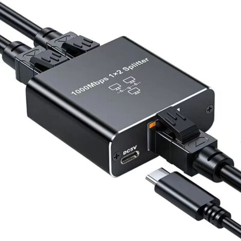 Convertitore di cavo di rete 1 a 2, divisore di rete Gigabit 1 a 2 per connessione simultanea, ripartitore di rete 1 a 2 della marca deng  ALOVEZ