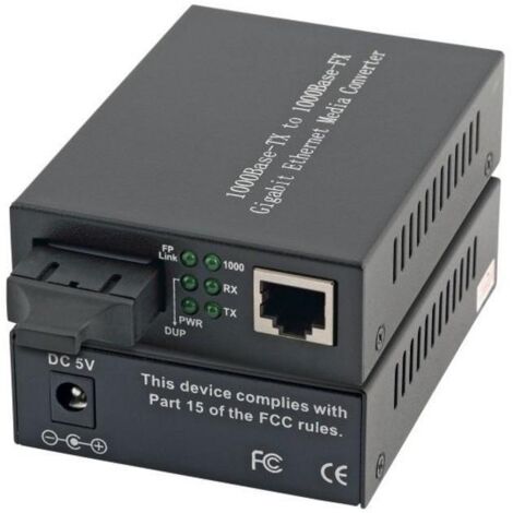 Convertitore di Rete Gigabit EfB-Elektronik EL026V2 RJ45-STP/SC, Multimediale a 1000 Mbit/s, Modalit� Singola, Nero