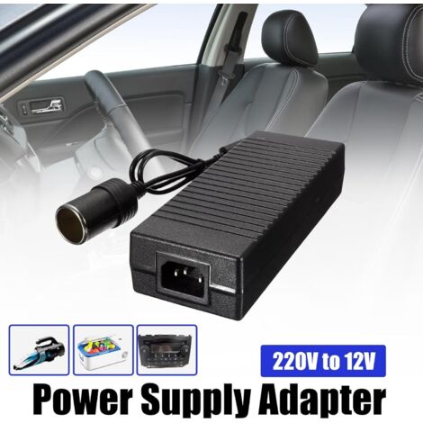 Convertitore di tensione da 220 V a 12 V: adattatore di alimentazione per auto da 180 W/15 A, adattatore di alimentazione CA-CC con presa accendisigari per compressore e aspirapolvere per auto
