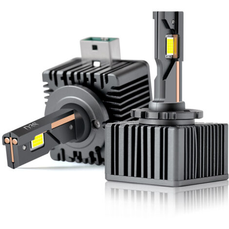 Convient aux ampoules LED D3S 110 W 24 000 lm, super lumineuses, blanc froid 6 500 K, ventilateur intégré et 2 tubes en cuivre thermoconducteurs, feux antibrouillard Plug and Play, 2 pièces