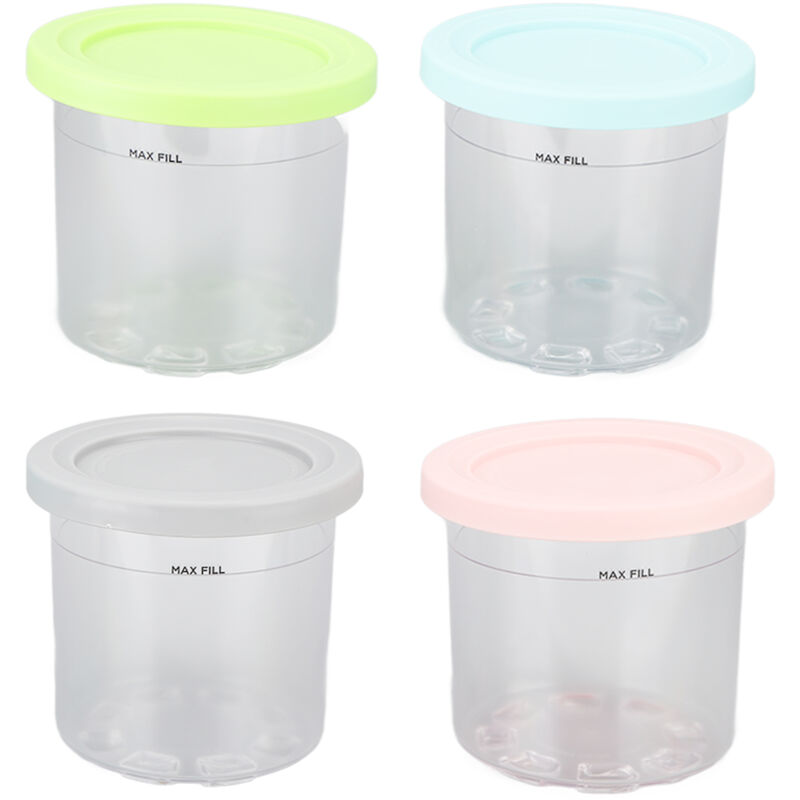 Convient aux machines à crème glacée Ninja NC299AMZ et NC300s Pot de stockage de crème glacée sans bpa (bleu/gris/vert/rose) (lot de 4)