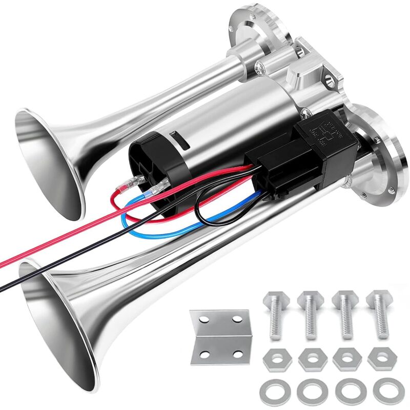 Convient pour klaxon de voiture GA-J618, klaxon à air super puissant 120 dB, klaxon de camion à double tube avec compresseur, klaxon à air pour