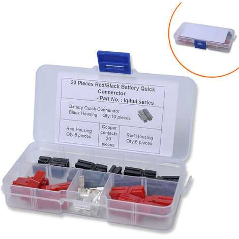 Convient pour prise à un étage Anderson 30A petit connecteur d'alimentation rouge et noir avec borne 10 paires de boîtes