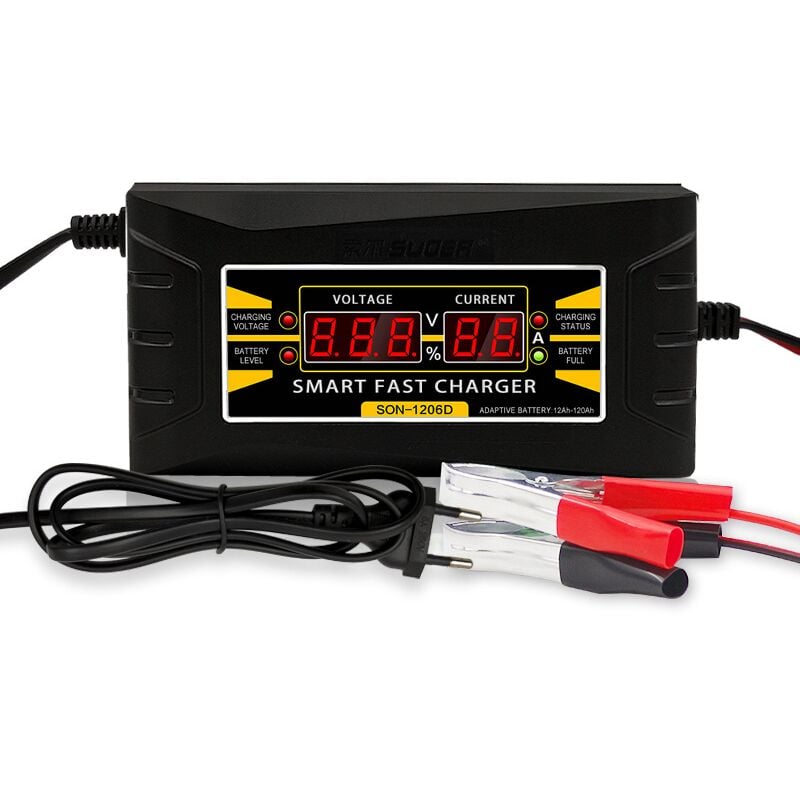 Linghhang - Convient pour Sol SON1206D chargeur de batterie au plomb de voiture chargeur de batterie intelligent affichage de ceinture rapide (12v6A)