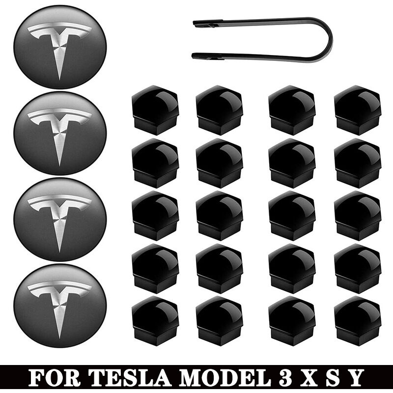 Deckon - Convient pour Tesla modèle 3 s x y capuchon de moyeu de roue capuchon à vis capuchon de moyeu couvercle central de moyeu kit de logo de