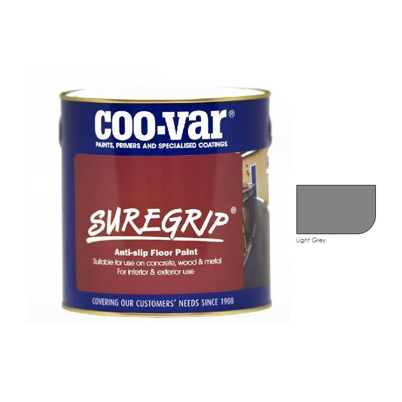 Coo-var - CooVar Suregrip Anti Slip Floor Paint - Light Grey - 2.5 Litre - Light Grey