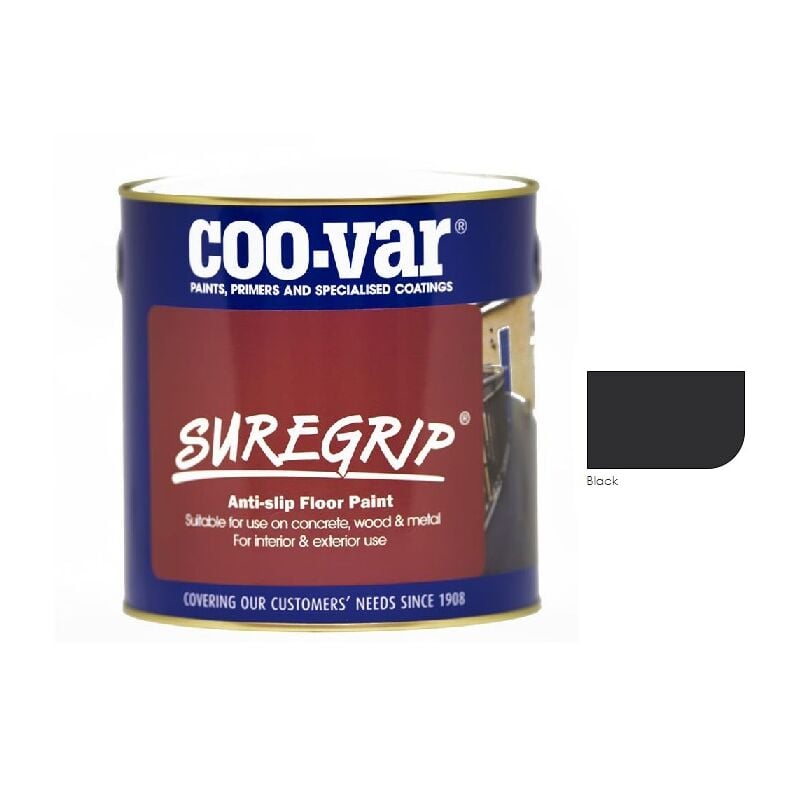 Coo-var - CooVar Suregrip Anti Slip Floor Paint - Black - 1 Litre - Black