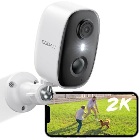 COOAU Upgraded 2K Überwachungskamera WLAN Aussen/Innen, Akku Kabellos Wiederaufladbare IP Kamera mit PIR-Bewegungserkennung, mit Nachtsicht in Farbe und 2 Wege Audio, IP65