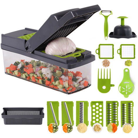 3 en 1 Multifonctionnel Vegetable Cutter & Slicers Hand Roller Type Square  Drum Vegetable Cutter avec 3 lames amovibles Facile à nettoyer