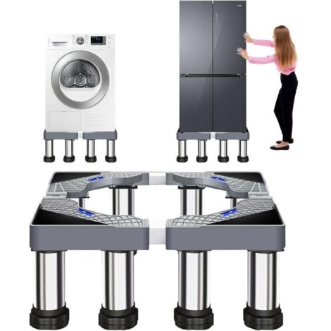 Coocheer – Support machine à laver réglable 40-60 cm – 8 pieds en acier inoxydable – Hauteur 18-21 cm – Pour réfrigérateur, sèche-linge, congélateur