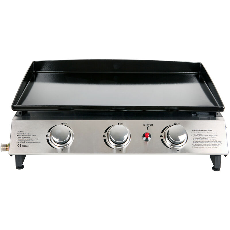 Cooker - Plancha au Gaz ii - Acier émaillé laminé à froid - Brûleurs acier inoxydable - Cuisson homogène et savoureuse - 3 Brûleurs 7,5 kw