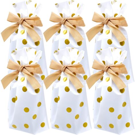 Cookie Bags, Candy Bags, Favor Bags, Food Bags,50 Pieces Gold Drawstring Gift Bags Candy Pouches with Ribbon Small Party Bags for Christmas Wedding Birthday