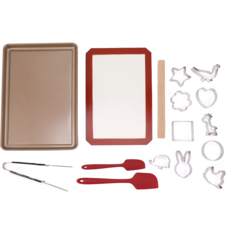 Cookie Cutters Set Carbon Steel Cutters Cookie Baking Supplies Set with Baking Pan Baking Mat Rolling Pin Spatula Clamp