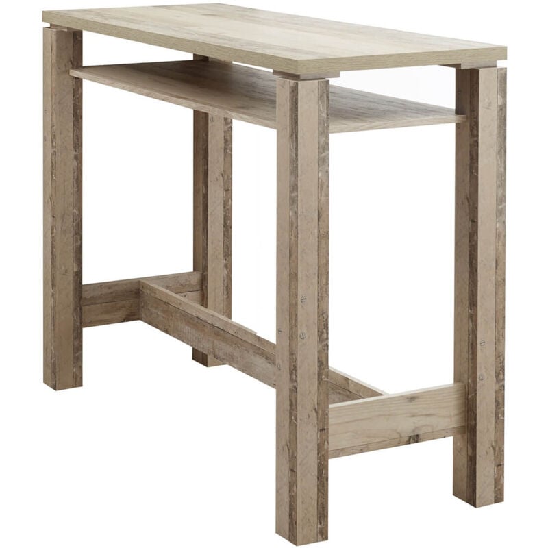 Altobuy - cookie - Table Bar 120cm avec Etagère Aspect Bois Vieilli