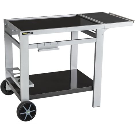 Cook'in garden - Carrello Media 80 - Carrello con Piano di Lavoro - Mobile su Ruote Facile da Spostare, Porta-Bottiglie - Supporto per Plancha o Barbecue