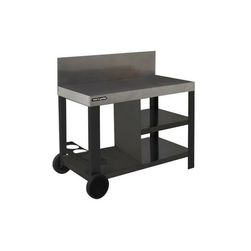 Cook'in Garden - cookin garden Desserte de jardin avec credence pour plancha - 110 x 55 cm - Noir - Noir