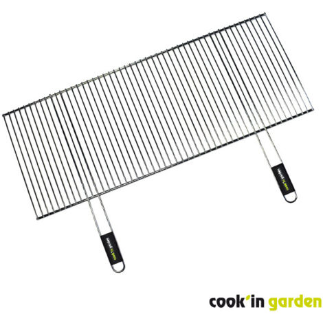 Cook'In Garden – Grille de barbecue en acier chromé 100 x 40 cm – Poignées soft-touch pour prise en main sécurisée – Résistante aux flammes