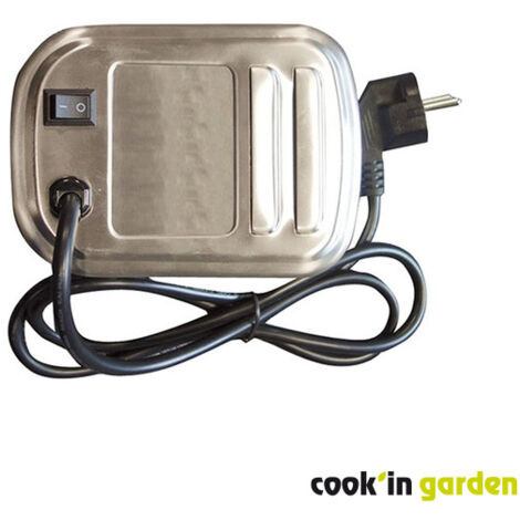 Cook'In Garden – Moteur sur secteur pour barbecue – Charge maximale 10 kg – Inox et plastique – Dimensions L 15 × l 11 × H 7 cm