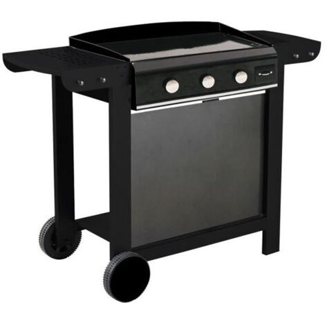 Cook'in Garden - Plancha au gaz en fonte émaillée sur chariot - 3 brûleurs 7,5kW