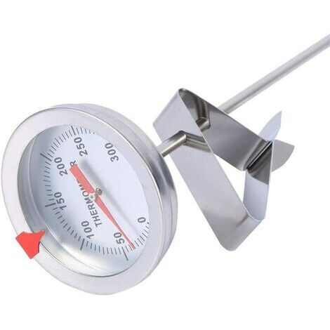 Cooking Thermometer, 12" Long Stainless Steel Cooking Probe Thermometer with Clip for Food Meat Wine Kettle Homebrew for Oil Deep Fry BBQ Grill