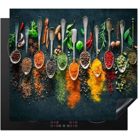 Cooktop Cover Protector Kitchen Decoration Mat Induction Protector 40x60 cm Herbs - Spices - Spoons