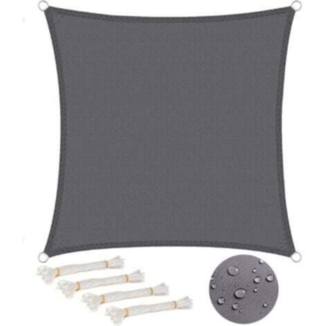 Cool Area Voile d'ombrage carré 2.5x2.5m Imperméable Toile Ombrage UV Protection pour Patio Jardin, Terrasse,Extérieur, Balcon,Couleur Gris