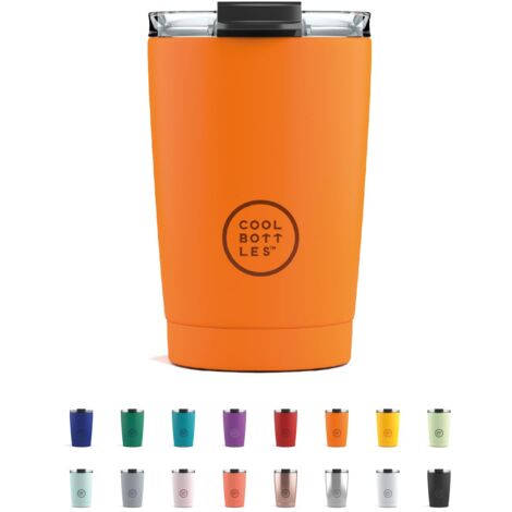 Cool Bottles - Tumbler - Bicchiere Termico in Acciaio Inossidabile - 330 ml - Vivid Orange - Tazza da Caffè - Coperchio Ermetico - Bevande Fredde 10 ore e Calde 5 ore - Finitura Antimacchia