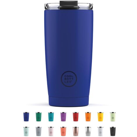 Cool Bottles - Tumbler - Bicchiere Termico in Acciaio Inossidabile - 550 ml - Vivid Blue - Tazza da Caffè - Coperchio Ermetico - Bevande Fredde 10 ore e Calde 5 ore - Finitura Antimacchia