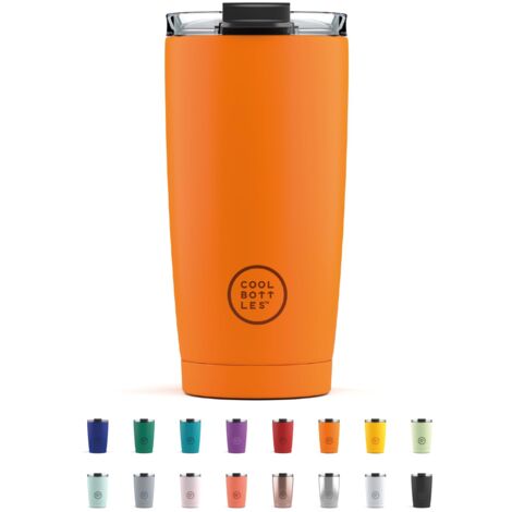 Cool Bottles - Tumbler - Bicchiere Termico in Acciaio Inossidabile - 550 ml - Vivid Orange - Tazza da Caffè - Coperchio Ermetico - Bevande Fredde 10 ore e Calde 5 ore - Finitura Antimacchia