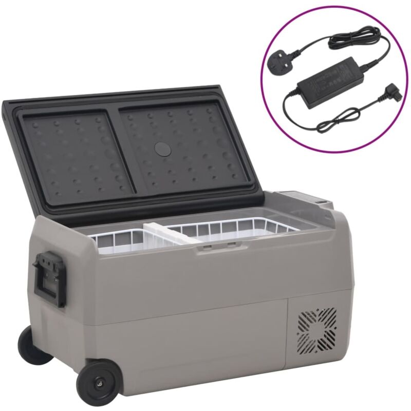 Cool Box with Wheel and Adapter Black & Grey 50 L PP & PE vidaXL