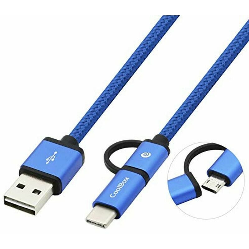 

Cable USB a Micro USB y USB C COO-CAB-U2MC Azul - Coolbox