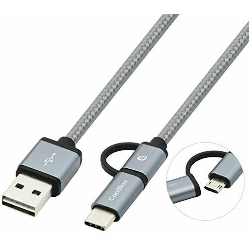 

Cable USB a Micro USB y USB C COO-CAB-U2MC Gris - Coolbox