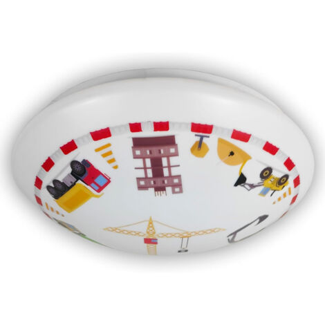 Coole Deckenlampe mit Baustellen Motiv fürs Kinderzimmer, bunt Ø 35cm