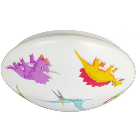 Coole Deckenlampe mit Dino Motiv fürs Kinderzimmer, bunt Ø 35cm