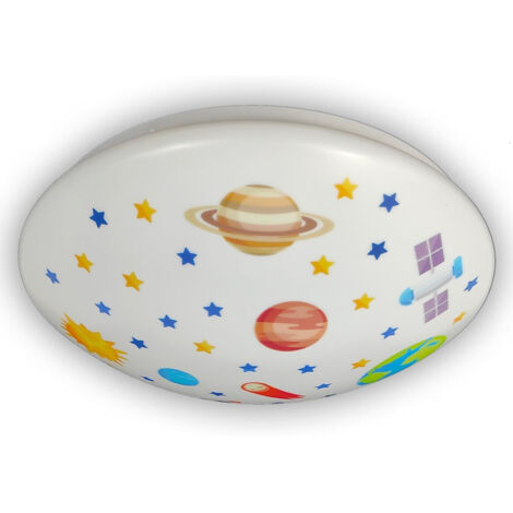 Coole Deckenlampe mit Weltall Motiv fürs Kinderzimmer, bunt Ø 35cm