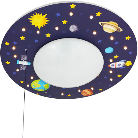 Coole Deckenlampe mit Weltall Motiv fürs Kinderzimmer Schlummerlicht bunt Ø 54cm