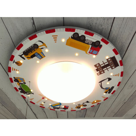 Coole LED Deckenleuchte Baustelle fürs Kinderzimmer Schlummerlicht bunt Ø54cm