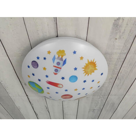 Coole LED Deckenleuchte mit Weltall Motiv fürs Kinderzimmer, bunt Ø 35cm