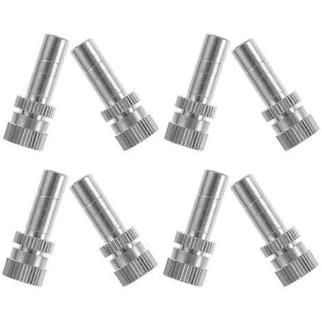 Cooling Spray Nozzle 8Pcs Brass Misting Nozzles Silver 8Mm for Gardens Patios and Swimming Pools Fine Mist