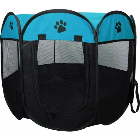 Coolty Collapsible Dog Puppy Playpen, Dog Pet Playpen for Dogs Cats Rabbits and Small Animals (73  73  43cm, Blue)