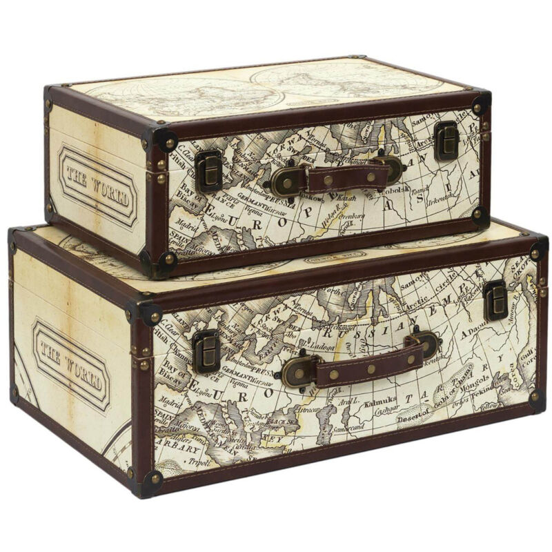 Altobuy - cooper - Lot de 2 Malles de Rangements Mappemonde Vintage