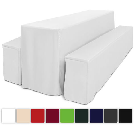 Coordinato Basic L con due fodere copripanca e una tovaglia per tavoli, qualità Beautissu Bianco, 220x75x50 cm